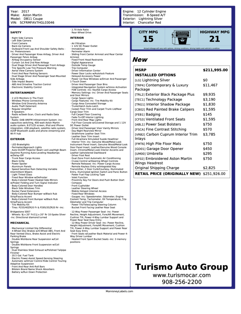 2017 Aston Martin DB11 — Turismo Auto Group